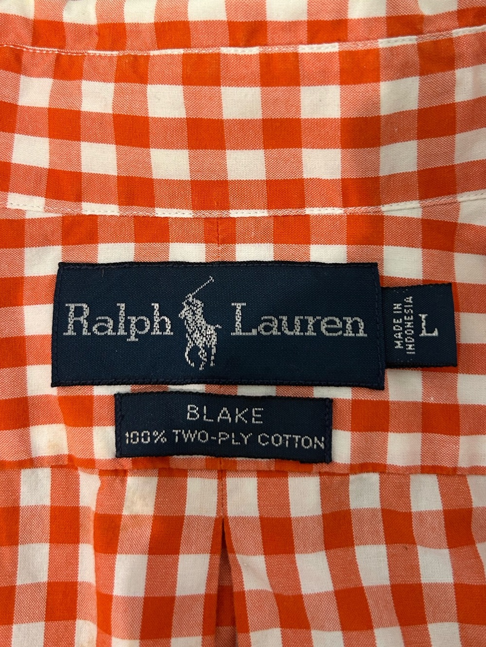 Ralph Lauren Orange and White Gingham Button-Down Shirt - Picture 3 of 4